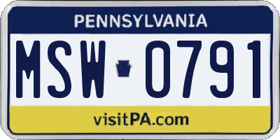 PA license plate MSW0791