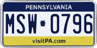 PA license plate MSW0796