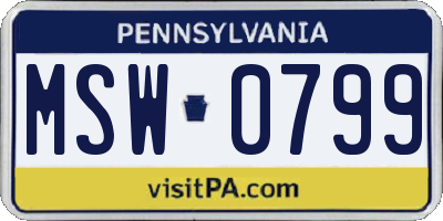 PA license plate MSW0799