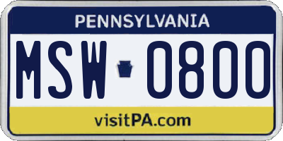 PA license plate MSW0800