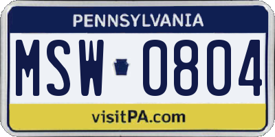 PA license plate MSW0804
