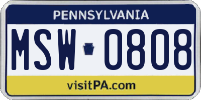PA license plate MSW0808