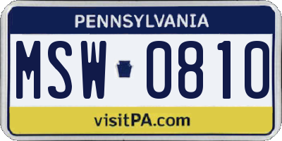 PA license plate MSW0810