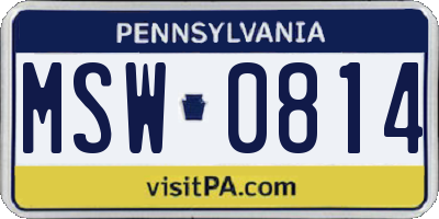 PA license plate MSW0814
