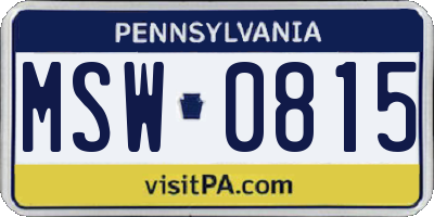PA license plate MSW0815