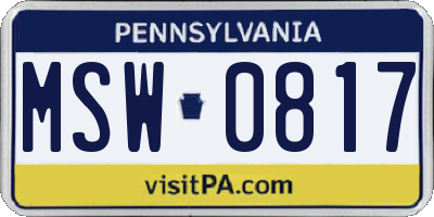 PA license plate MSW0817