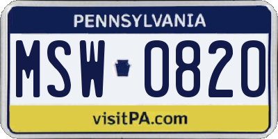 PA license plate MSW0820