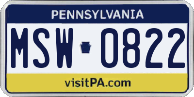PA license plate MSW0822