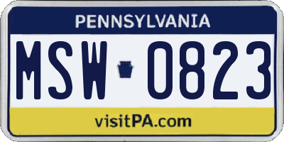 PA license plate MSW0823