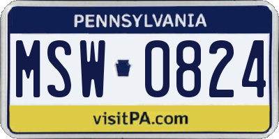 PA license plate MSW0824