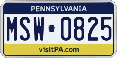 PA license plate MSW0825