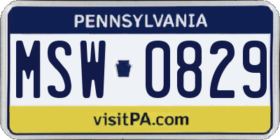 PA license plate MSW0829