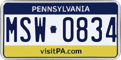 PA license plate MSW0834