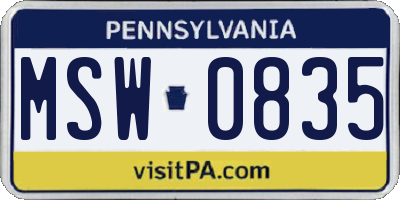 PA license plate MSW0835