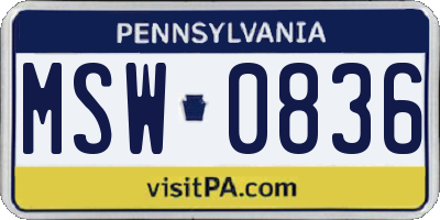 PA license plate MSW0836
