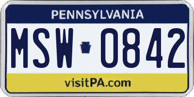PA license plate MSW0842