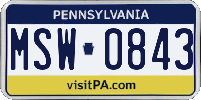 PA license plate MSW0843