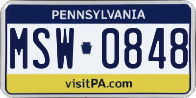 PA license plate MSW0848