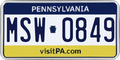 PA license plate MSW0849