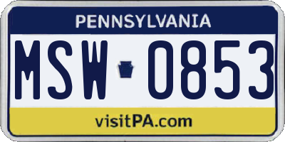 PA license plate MSW0853
