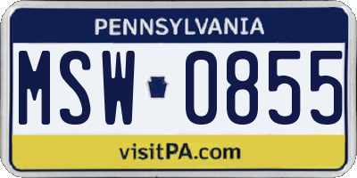 PA license plate MSW0855