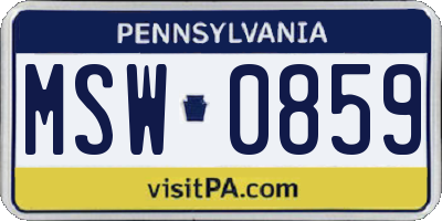 PA license plate MSW0859