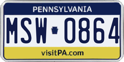 PA license plate MSW0864