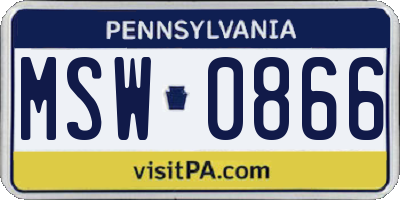 PA license plate MSW0866
