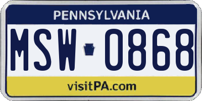 PA license plate MSW0868