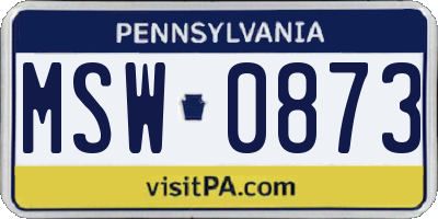 PA license plate MSW0873