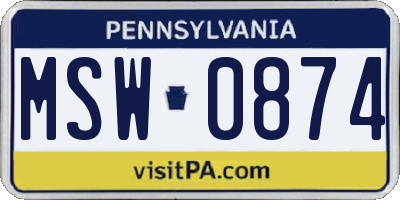 PA license plate MSW0874