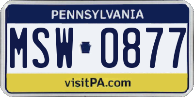 PA license plate MSW0877