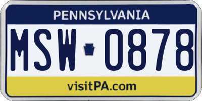 PA license plate MSW0878