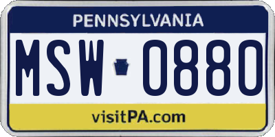 PA license plate MSW0880