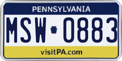 PA license plate MSW0883