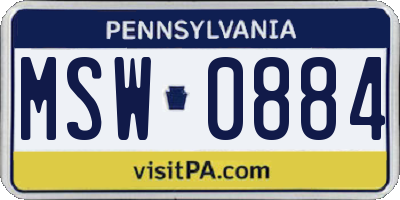 PA license plate MSW0884