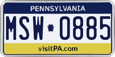 PA license plate MSW0885