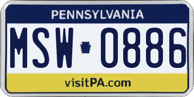 PA license plate MSW0886
