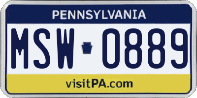 PA license plate MSW0889