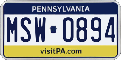 PA license plate MSW0894