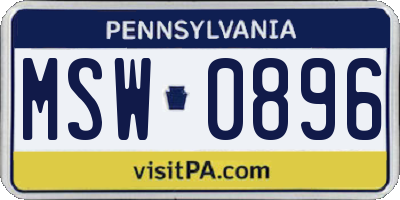 PA license plate MSW0896
