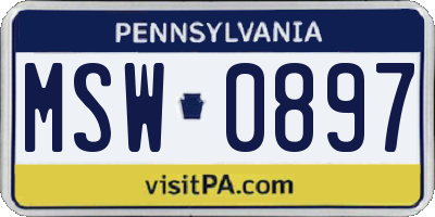 PA license plate MSW0897
