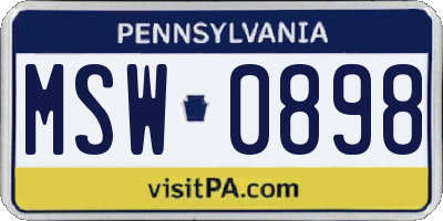 PA license plate MSW0898