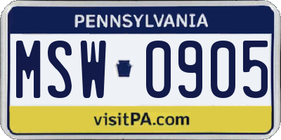 PA license plate MSW0905