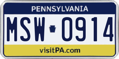 PA license plate MSW0914