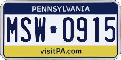 PA license plate MSW0915