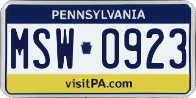 PA license plate MSW0923