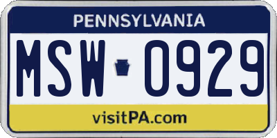 PA license plate MSW0929