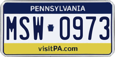 PA license plate MSW0973