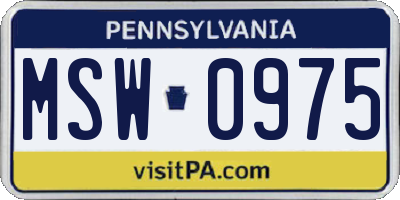 PA license plate MSW0975